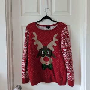 Torrid Size 1 Rudolph Red Nose Reindeer Pullover Christmas Sweater